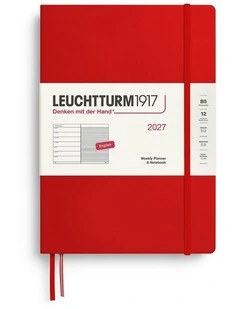 Weekly Planner & Notebook Composition (B5) 2027, Ruled, Cherry