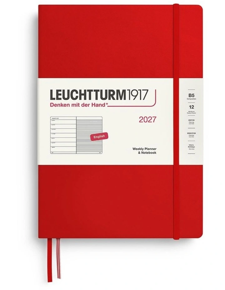 Weekly Planner & Notebook Composition (B5) 2027, Ruled, Cherry image 1