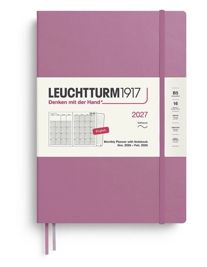 Monthly Planner & Notebook Composition (B5) 2027, 16 Months, Softcover, Dusty Rose image 1