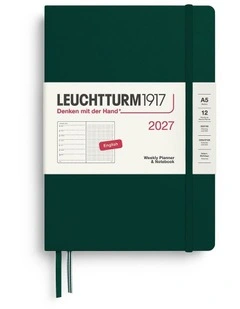 Weekly Planner & Notebook Dotted Medium (A5) 2027, Dotted, Forest Green