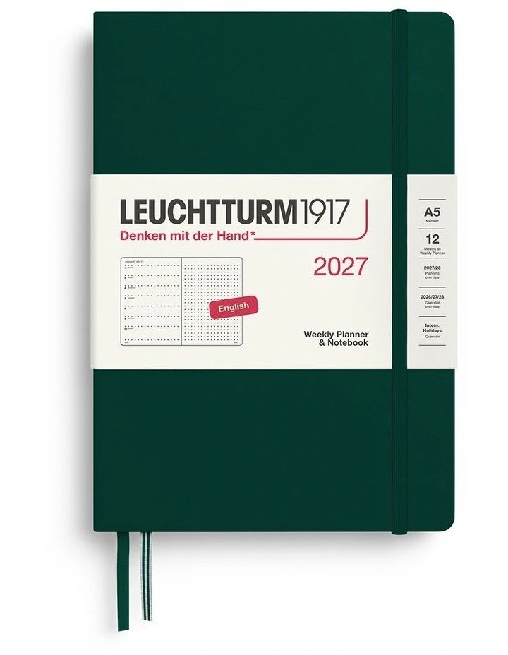 Weekly Planner & Notebook Dotted Medium (A5) 2027, Dotted, Forest Green image 1