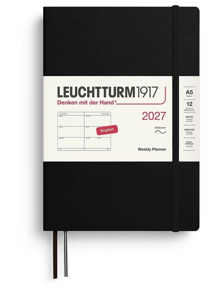 Weekly Planner Medium (A5) 2027, Softcover, Black image 1