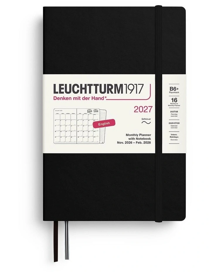 Monthly Planner & Notebook Paperback (B6 ) 2027, 16 Months, Softcover, Black image 1
