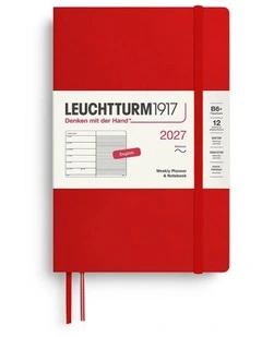 Weekly Planner & Notebook Paperback (B6 ) 2027, Softcover, Ruled, Cherry
