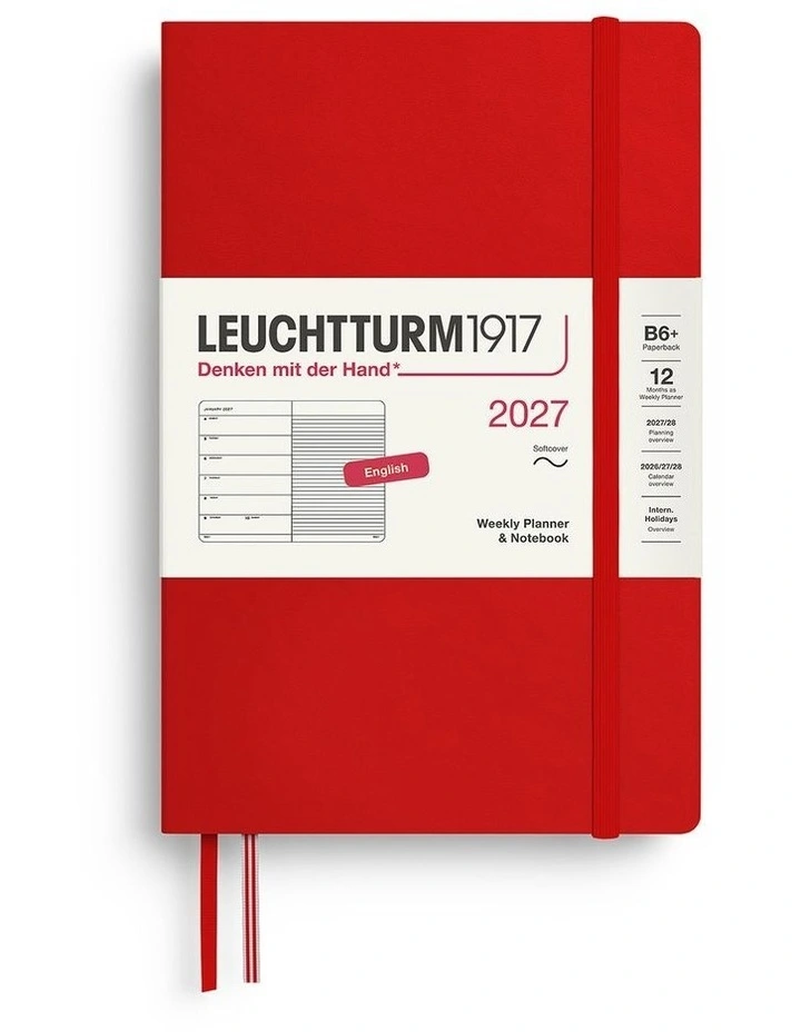 Weekly Planner & Notebook Paperback (B6 ) 2027, Softcover, Ruled, Cherry image 1