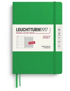 Weekly Planner & Notebook Medium (A5) 2027, Ruled, Spring Leaf