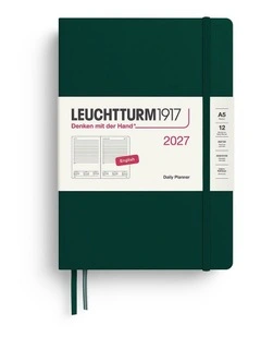 Daily Planner Medium (A5) 2027, Ruled, Forest Green