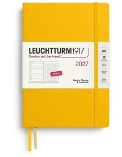 Weekly Planner & Notebook Dotted Medium (A5) 2027, Dotted, Sunflower