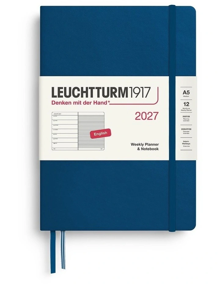 Weekly Planner & Notebook Medium (A5) 2027, Ruled, Indigo image 1