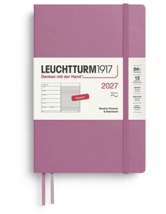 Weekly Planner & Notebook Paperback (B6 ) 2027, Softcover, Ruled, Dusty Rose