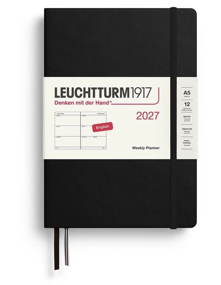Weekly Planner Medium (A5) 2027, Black image 1
