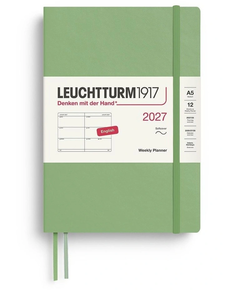 Weekly Planner Medium (A5) 2027, Softcover, Sage image 1