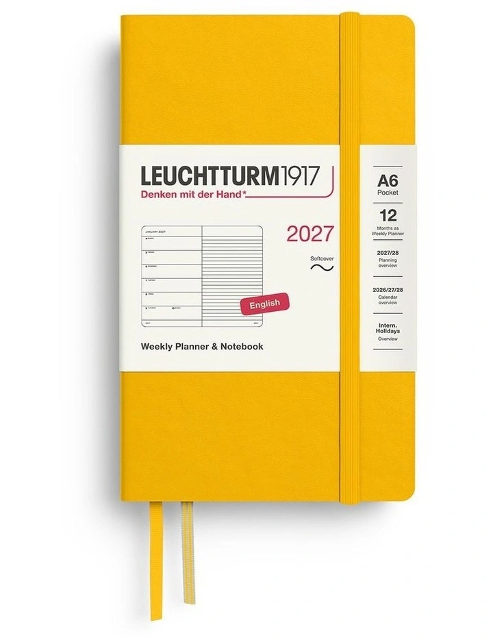 Weekly Planner & Notebook Pocket (A6) 2027, Softcover, Ruled, Sunflower image 1
