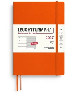Weekly Planner & Notebook Medium (A5) 2027, Softcover, Ruled, Pumpkin