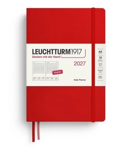 Daily Planner Medium (A5) 2027, Ruled, Cherry