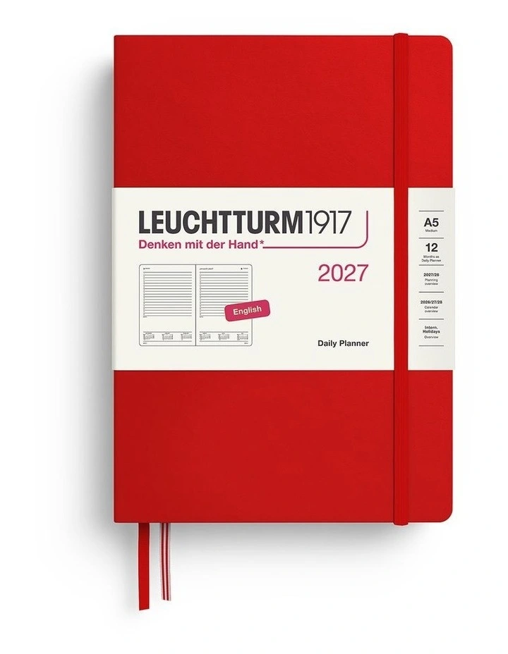 Daily Planner Medium (A5) 2027, Ruled, Cherry image 1