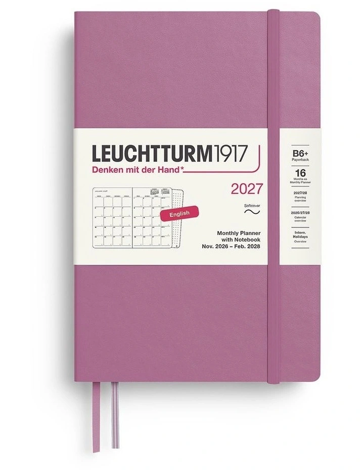 Monthly Planner & Notebook Paperback (B6 ) 2027, 16 Months, Softcover, Dusty Rose image 1