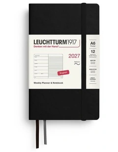 Weekly Planner & Notebook Pocket (A6) 2027, Softcover, Ruled, Black