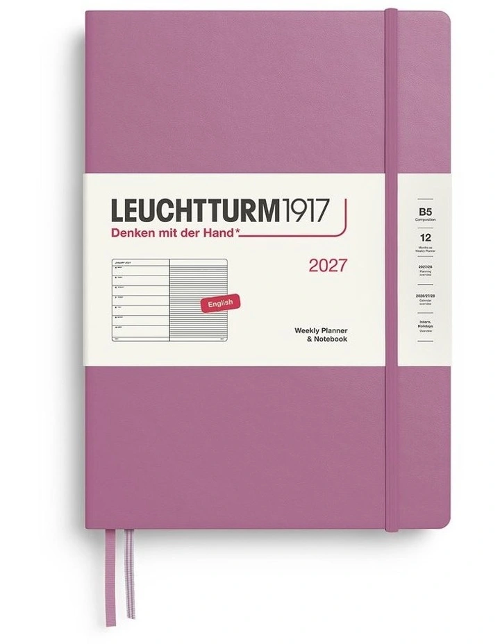 Weekly Planner & Notebook Composition (B5) 2027, Ruled, Dusty Rose image 1
