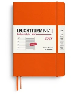Weekly Planner & Notebook Medium (A5) 2027, Ruled, Pumpkin