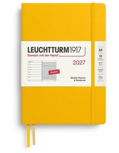 Weekly Planner & Notebook Medium (A5) 2027, Ruled, Sunflower