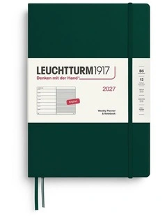 Weekly Planner & Notebook Composition (B5) 2027, Ruled, Forest Green