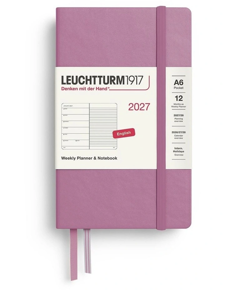 Weekly Planner & Notebook Pocket (A6) 2027, Ruled, Dusty Rose image 1