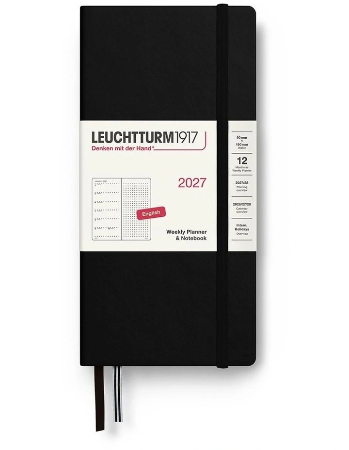 Weekly Planner & Notebook Dotted Wallet (B6 x A6) 2027, Dotted, Black image 1
