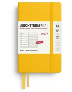 Weekly Planner & Notebook Pocket (A6) 2027, Ruled, Sunflower