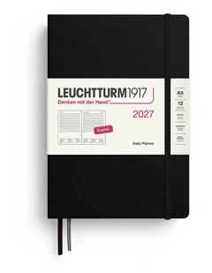 Daily Planner Medium (A5) 2027, Ruled, Black