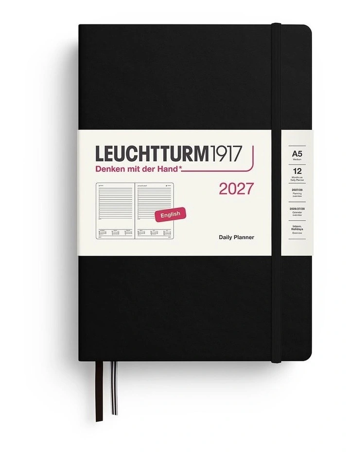 Daily Planner Medium (A5) 2027, Ruled, Black image 1
