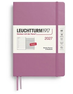 Weekly Planner & Notebook Medium (A5) 2027, Ruled, Dusty Rose