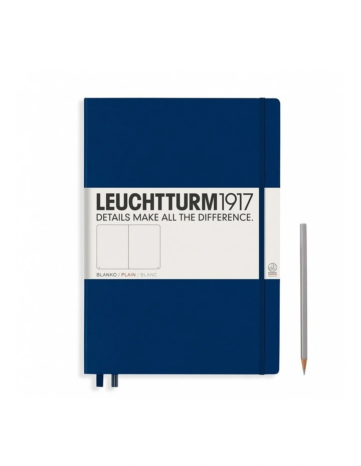 Notebook Master (A4 ) Hardcover, 235 Numbered Pages, Plain, Navy image 1