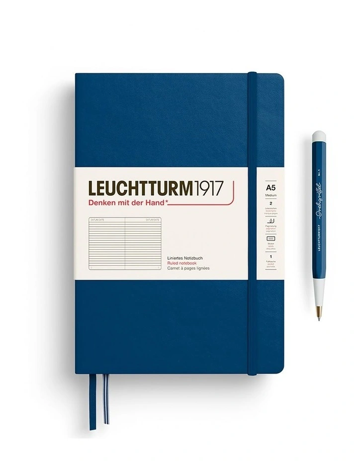 Notebook Medium (A5), Hardcover, 251 numbered pages, Indigo, ruled image 1