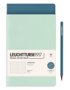 Jotbook (A5) Mint Green and Stone Blue, dotted, 59 pages, double pack