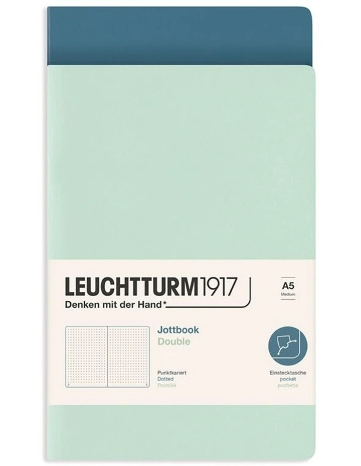 Jotbook (A5) Mint Green and Stone Blue, dotted, 59 pages, double pack image 2
