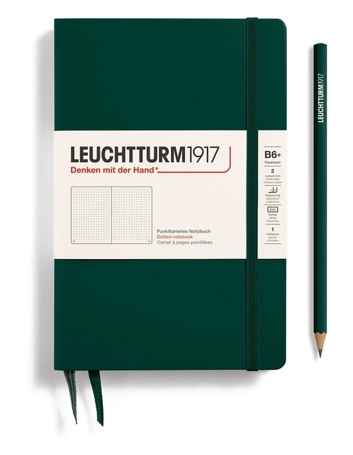 Notebook Hardcover Paperback (B6 ), Dotted, 219 pages, Forest Green image 1