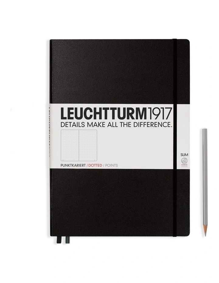 Notebook Hardcover Master Slim(A4 ) 123p Dotted Black image 1