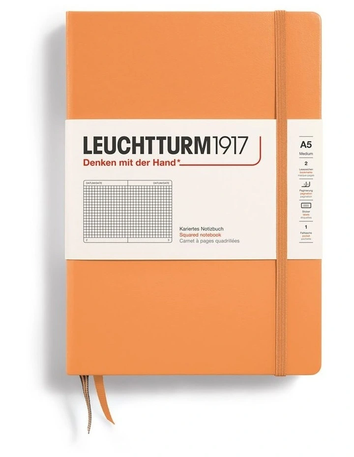 Notebook Hardcover Medium (A5), 251 Pages, Squared Apricot image 1