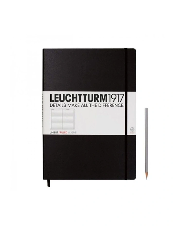 Notebook Master (A4 ) Hardcover, 235 Numbered Pages, Ruled, Black image 1