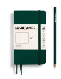 Notebook Softcover Pocket (A6), Plain, 123 pages, Forest Green