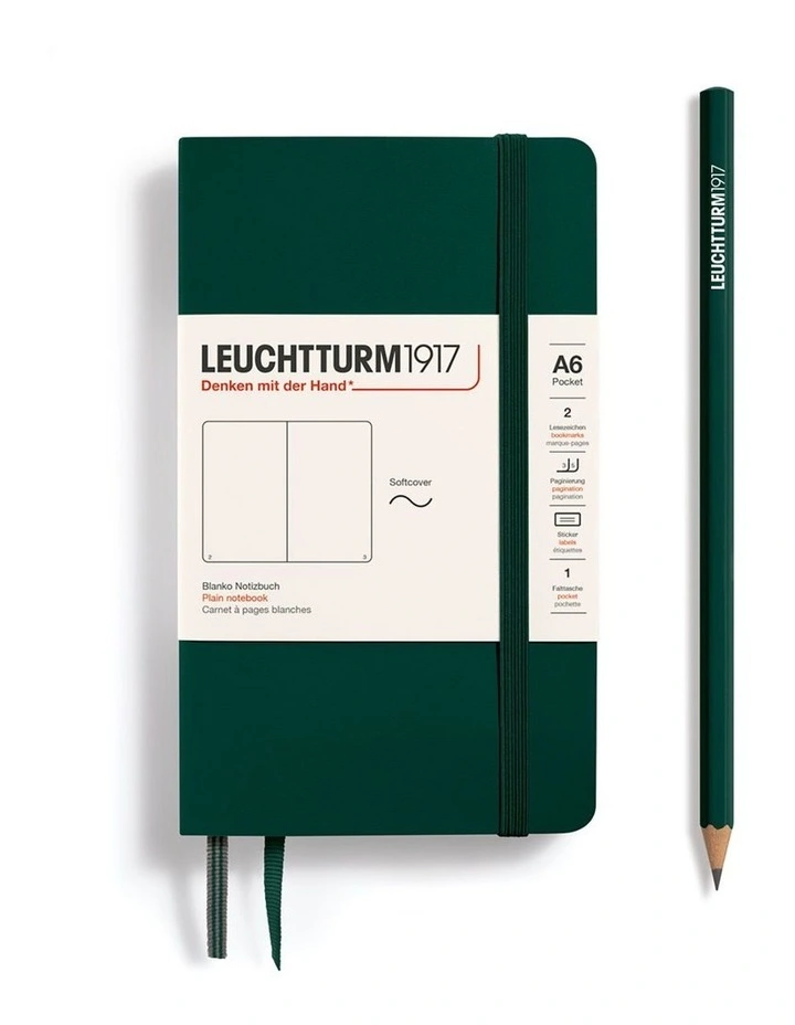 Notebook Softcover Pocket (A6), Plain, 123 pages, Forest Green image 1