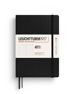 Notebook Medium (A5) Hardcover, 411 Numbered Pages, Dotted, Black