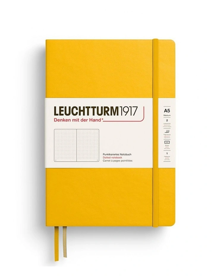Notebook Medium (A5), Hardcover, 251 numbered pages, Sunflower, dotted image 2