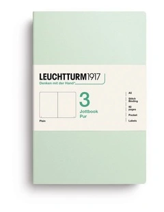 Jottbook pur (A5), 80 numbered pages, plain, Mint Green, pack of 3