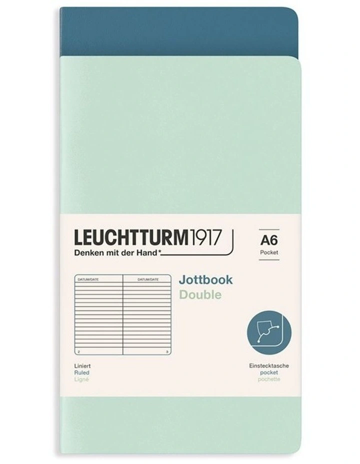 Jotbook (A5) Mint Green and Stone Blue, ruled, 59 pages, double pack image 2