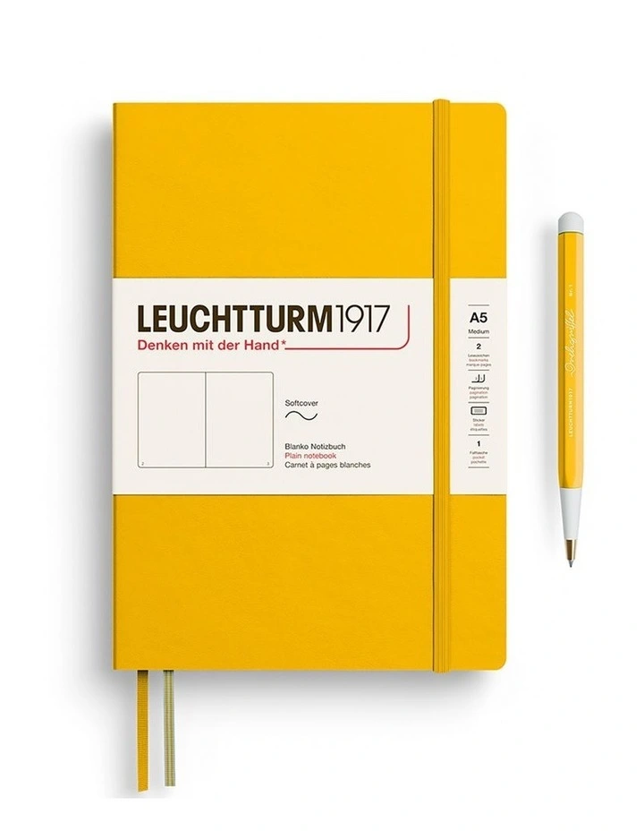Notebook Medium (A5), Softcover, 123 numbered pages, Sunflower, plain image 1