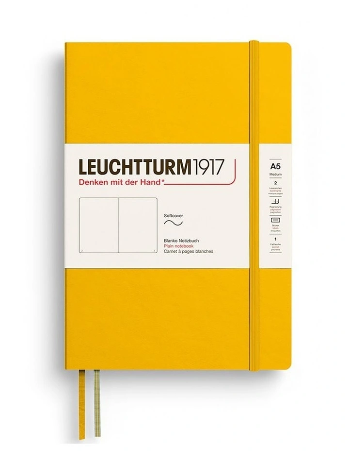 Notebook Medium (A5), Softcover, 123 numbered pages, Sunflower, plain image 2