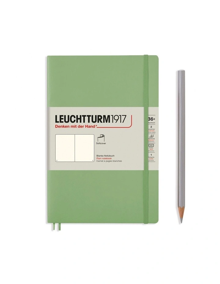 Notebook Softcover Paperback (B6 ), 123 pages, Plain, Sage image 1