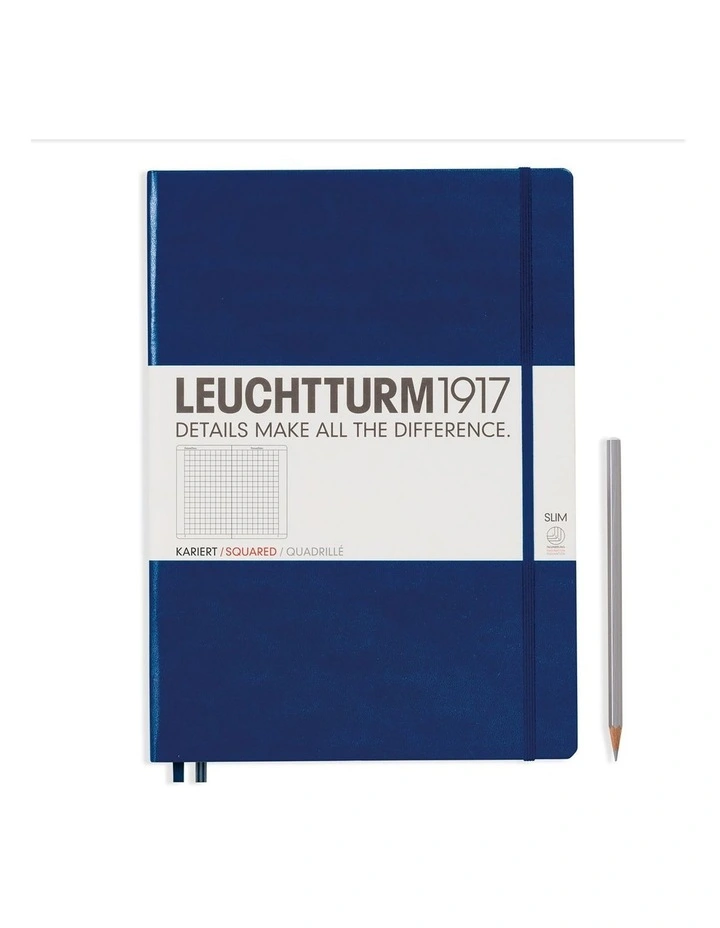 Notebook Master Slim (A4 ) Hardcover, 121 Numbered Pages, Squared, Navy image 1